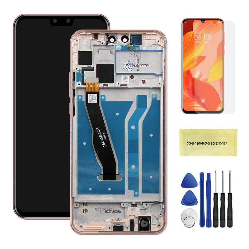 Schermo originale Per Huawei Y9 2019 Display LCD Touch Screen Digitizer Assembly di Ricambio Per Huawei Godere 9 Più JKM-LX1 JKM-LX2: Pink With Frame