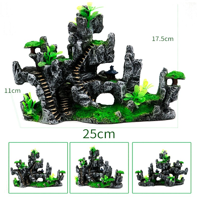 Aquarium Rockery Stone Aquatic Ornaments Fish Tank Landscaping Simulation Landscape Resin Rockery Stone Pet Accessoriess: AX-014