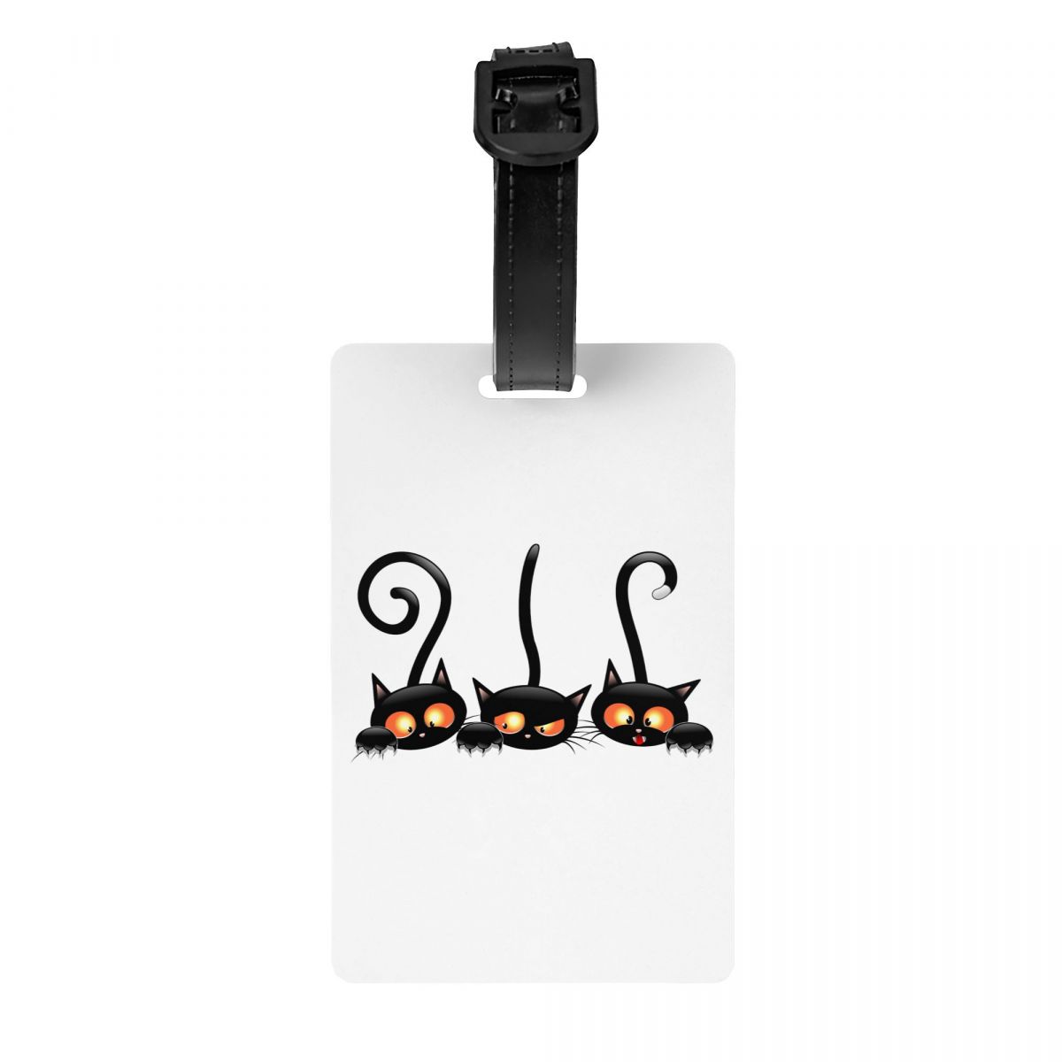 Leuke Zwarte Kat Bagagelabels Voor Koffers Grappige Bagagelabels Privacy Omslag Naam ID-Kaart: Khaki