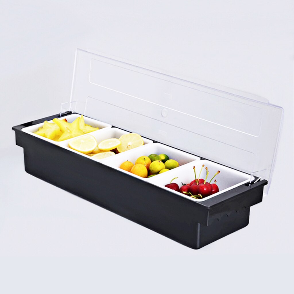 Bar Condiment Dispenser Caddy 4 Compartments Server Tray Chilled Food Fruit