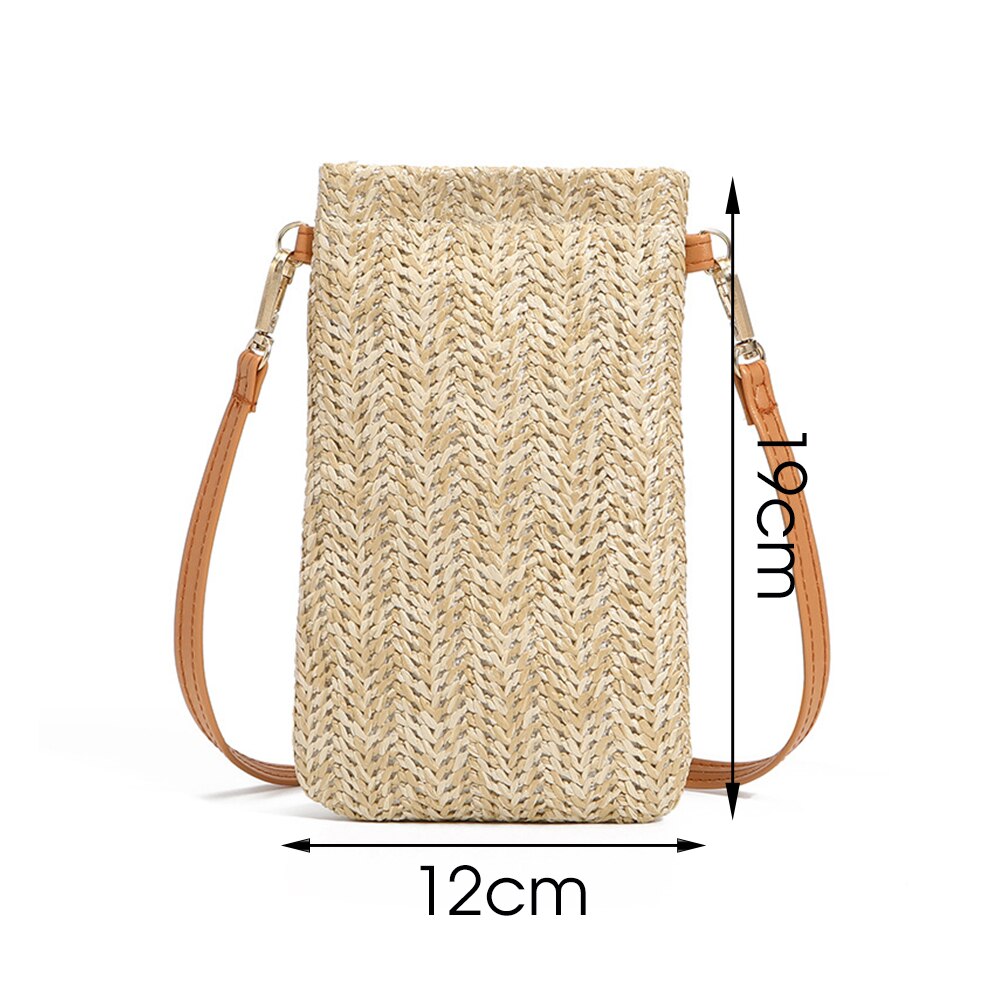 gewebte Stroh Damen Crossbody Umhängetasche Sommer Böhmen Strand Rattan Schulter Pack Kleine Feste praktisch Geldbörse tote Tasche