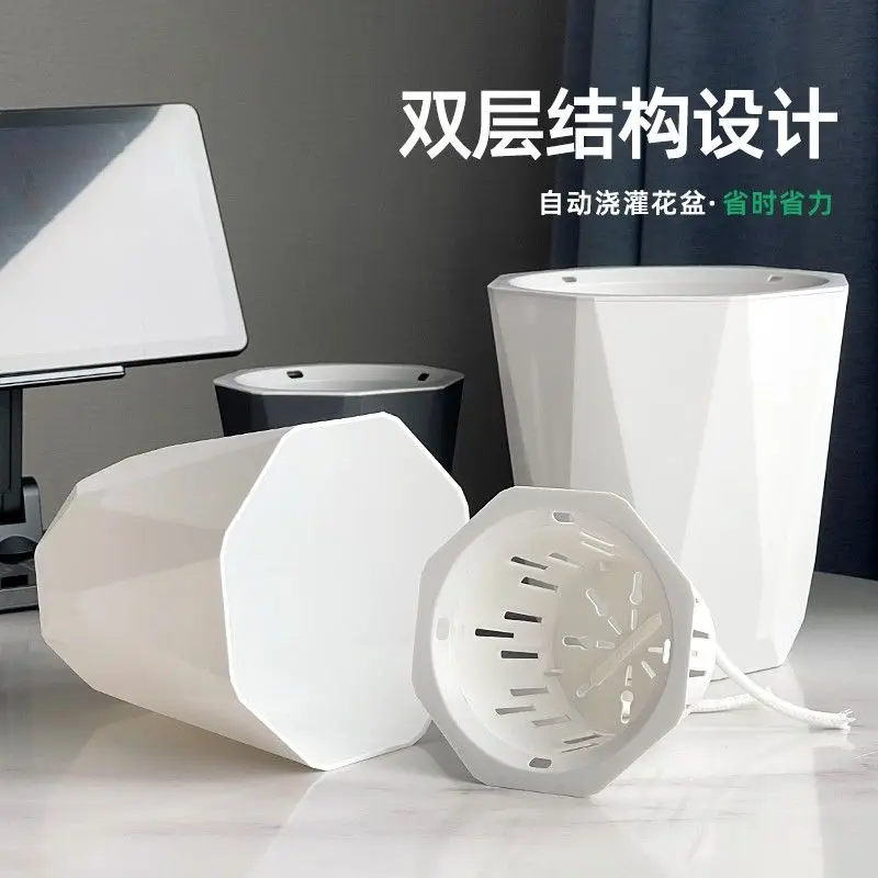 Macetas perezosas automáticas que absorben agua, macetas absorbentes de agua suculentas especiales de rábano verde, hogar interior de plástico