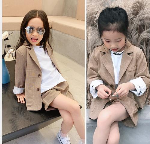 Sommer Anzug für Mädchen Einreiher einstellen Anzüge für Hochzeiten Kostüm Enfant Garcon Ehe Art Blazer Braun Party 2 stücke setzt: kurz / 24M
