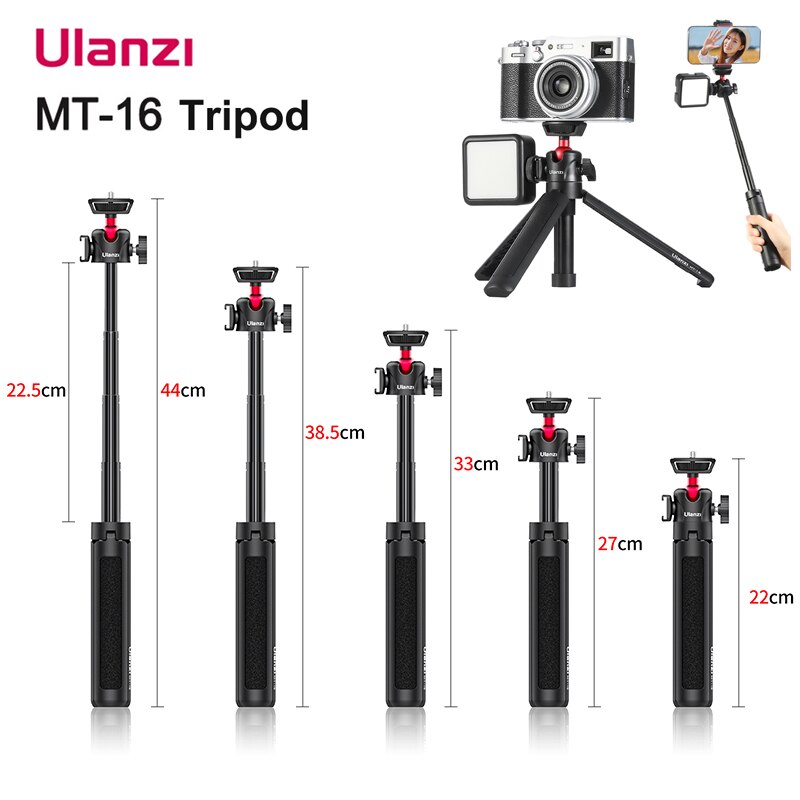 Ulanzi MT-16 Erweiterbar Schreibtisch Stativ Mit Kugelkopf Kalten Schuh Selfie Stock Für Mikrofon LED Licht Smartphone Kamera