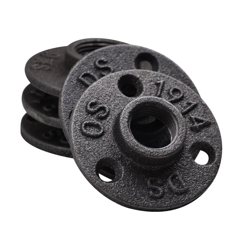 G1/2" DN15 malleable Iron Cast Wall Mount Antique black Floor Flange Base Bracket Tube Pipe Loft Industrial Style 4PCS/LOT