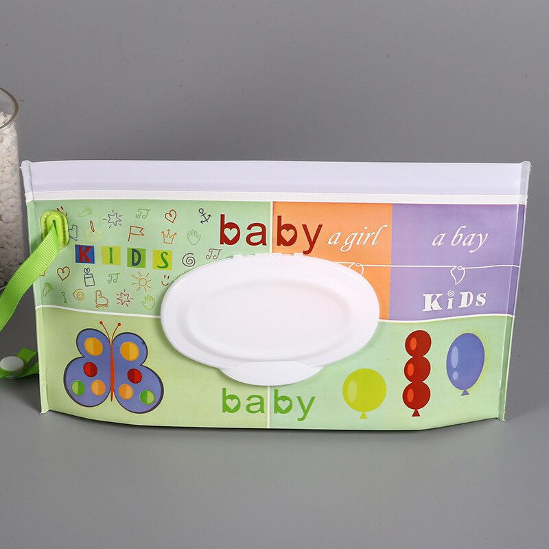 Eco-Friendly Baby Wipes Box Wet Wipe Box Snap Strap Cleaning Wipes Carrying Bag Clamshell Cosmetic Pouch Wipe Container Case