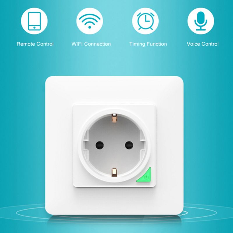 Smart WiFi Wall Socket Intelligent Remote Control EU 16A Wall Outlet Power Plug L4MB