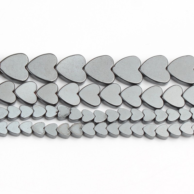 Pierre naturelle en forme de cœur d'amour, hématite, perles d'espacement amples pour la fabrication de bijoux, accessoires de Bracelet 15 ''4x4mm 7x6mm 10x10mm