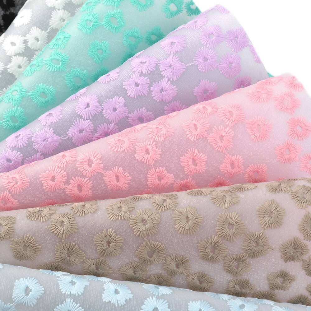 20*34cm Color sólido bordado flor gelatina cuero sintético para proyectos de bolsos hechos a mano DIY, 1Yc8087