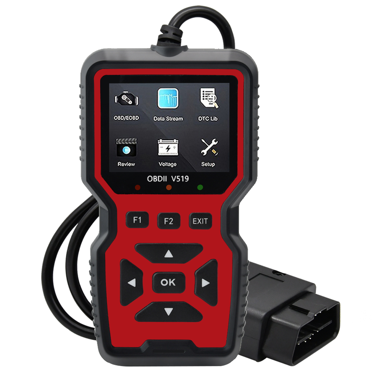 Car OBD2 Scanner Diagnostic Tool Code Reader, Car Voltage Tester Engine Fault Code Scanner, Charging Tester Diagnostic Tool V519: Red