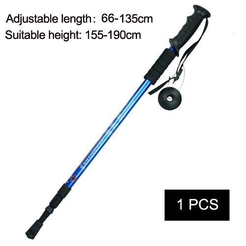 1/2pcsWalking Stick Trekking Poles Hike Nordic Walking Cane Aluminum Camp Telescopic Baton Outdoor Hiking Poles Crutches: 1 pcs blue