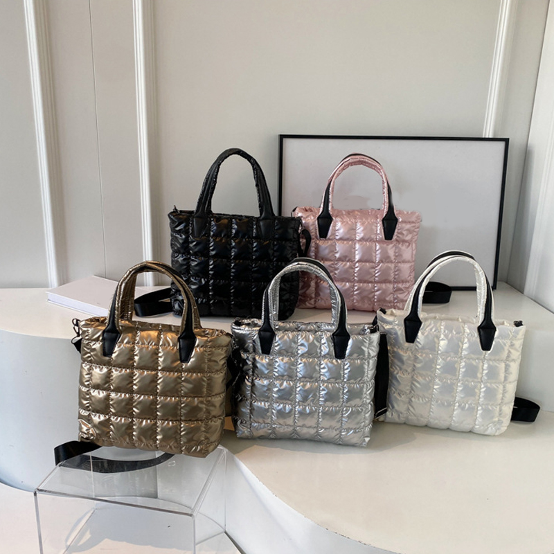 dames gezwollen draagtas PU lakleer gewatteerd groot formaat student laptop crossbody tas dames herbruikbare boodschappenschoudertas