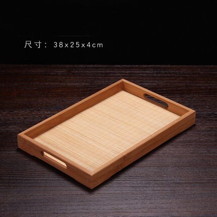 XMT-HOME Rectangle tea table wooden solid wood serving tea tray bamboo tea tray desk: 35x25x4 mat