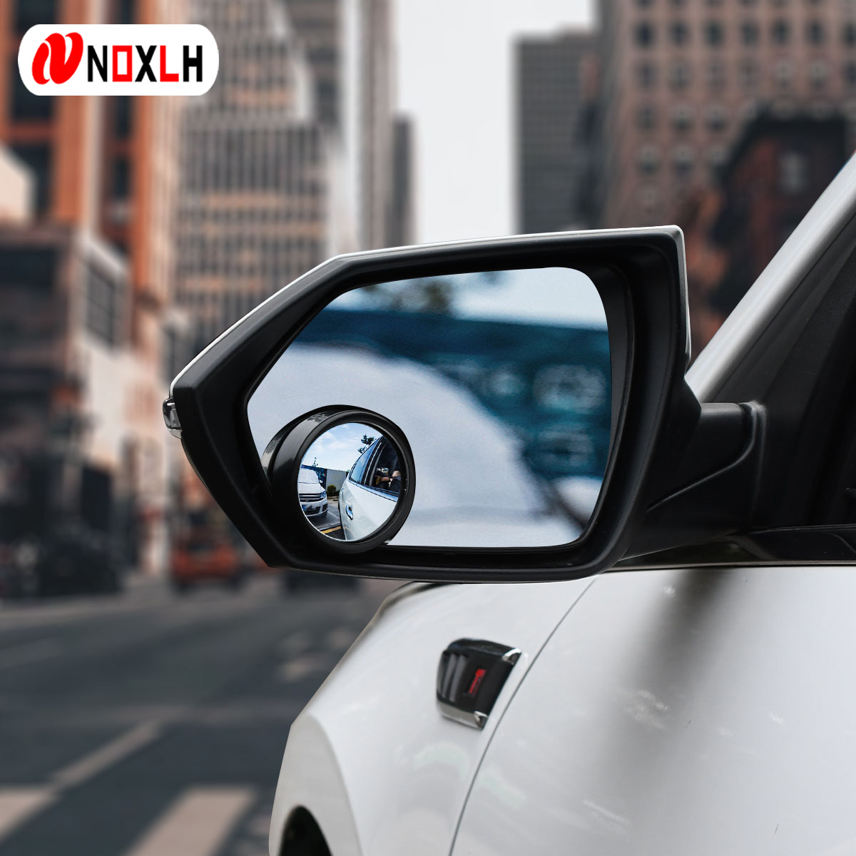 Espejo de punto ciego convexo de marco redondo, espejo retrovisor transparente ajustable de 360 grados, gran angular de conducción de seguridad, accesorios de coche, 1 par