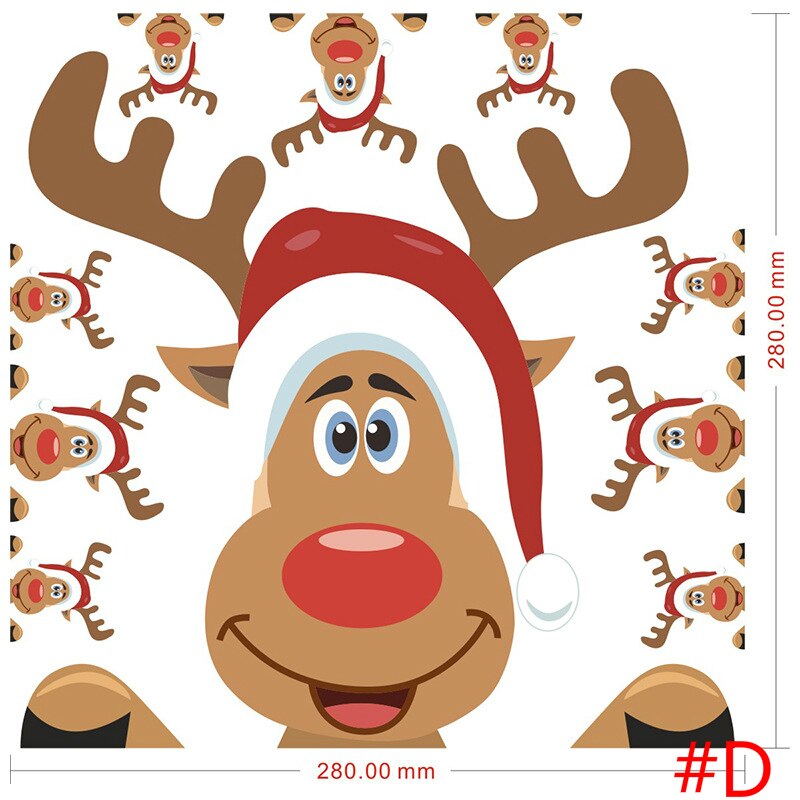Aftagelig glædelig jul snemand hjorte wallstickers kunst vinyl decal hjem vindue køleskab klistermærke: D