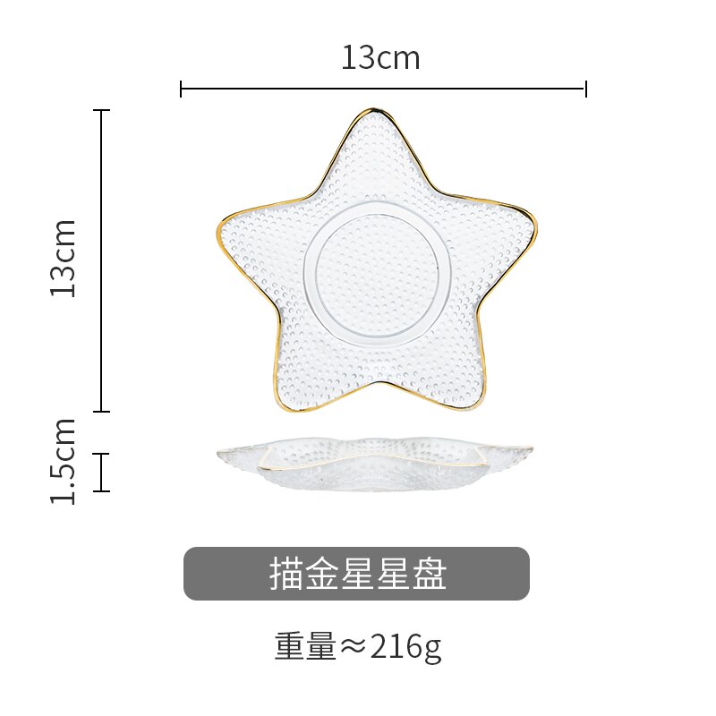 Jewelry Glass Plates and Bowls Set with Glod Rim Nordic Ocean Dessert Fruit Plate Jewelry Storage Tray Decorative Trinket Dish: Starfish Dish