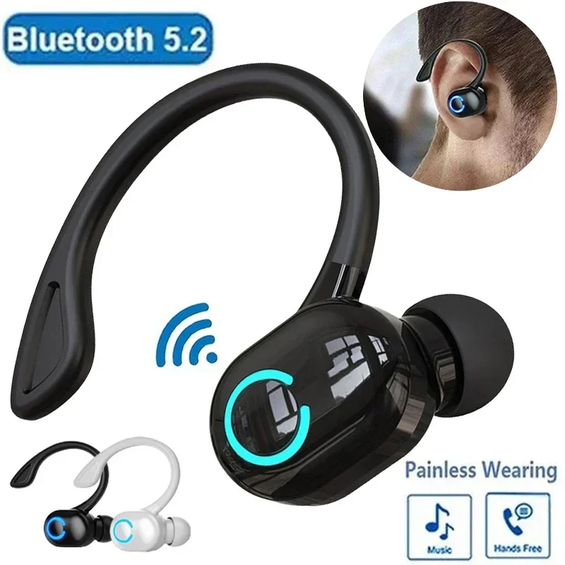 Draagbare draadloze hoofdtelefoon Bluetooth 5.2-oortelefoon met microfoon Enkel oor in-ear Sport Waterdichte oordopjes Bluetooth-headset
