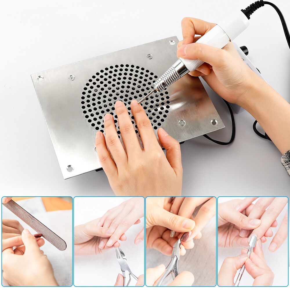 Bureau Nail Dust Collector Nail Art Nagels Machine Manicure Gereedschap Apparatuur Nail Pedicure Art Stofzuiger Met Opvangzak