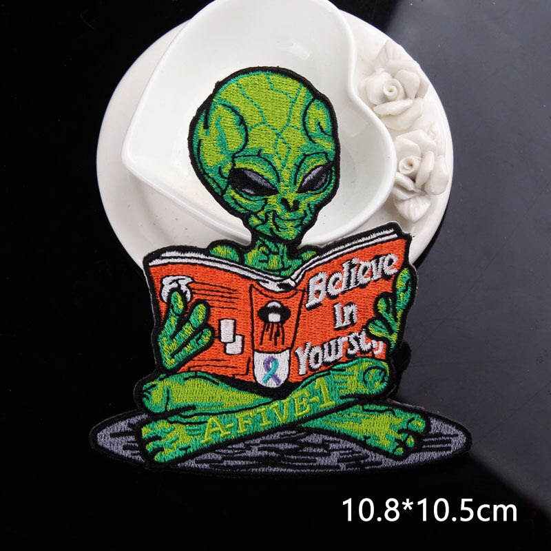 Diy Alien Patches Ijzer Op Patches Voor Kleding Borduren Patch Ufo Applicaties Custom Planet Stickers Strepen Badges Op Kleding: PE4749CT