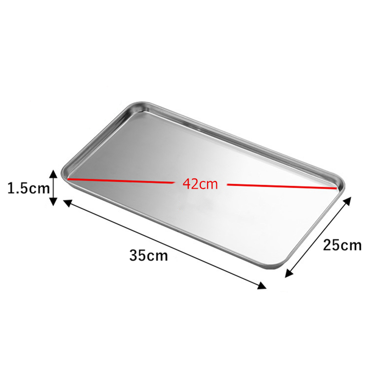 Stainless Steel Food Storage Trays Rectangle Steamed Sausage Fruit Pans Water Bread Kitchen Baking Shallow Dish Serving Plate: Yellow