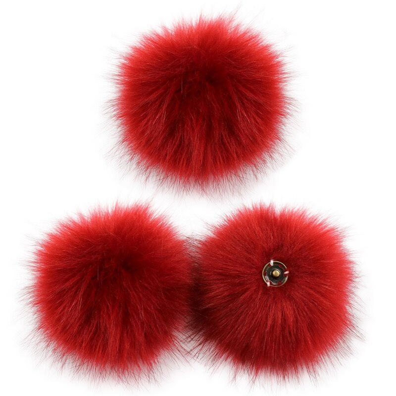 Bola de pompón con botón de presión, pompón de pelo colorido DIY de 10cm, pompón esponjoso extraíble para sombrero, zapatos, accesorio para bufandas, 3 unidades: H