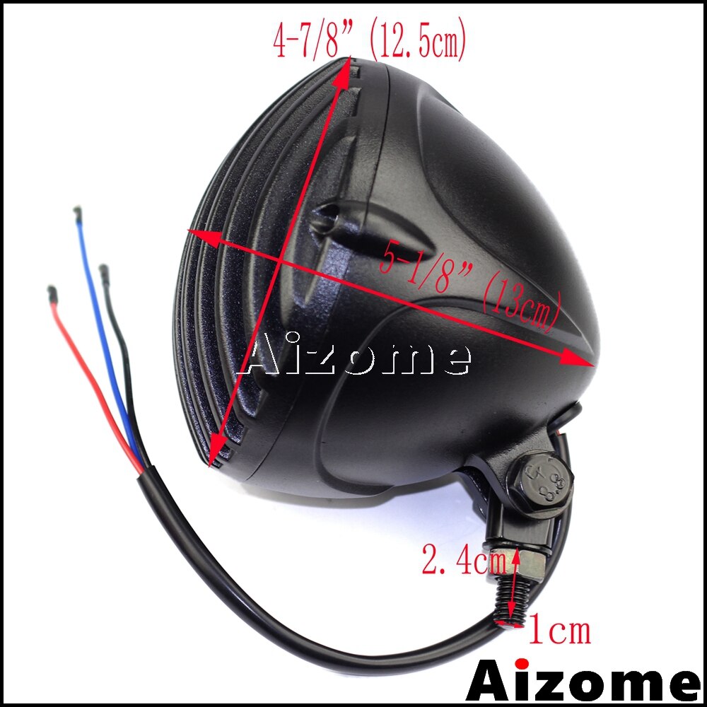 Universal Motorcycle Scalloped Headlight Black Finned Grill Headlamp For Harley XS650 CB750 TRI Cafe Racer Bobber Chopper