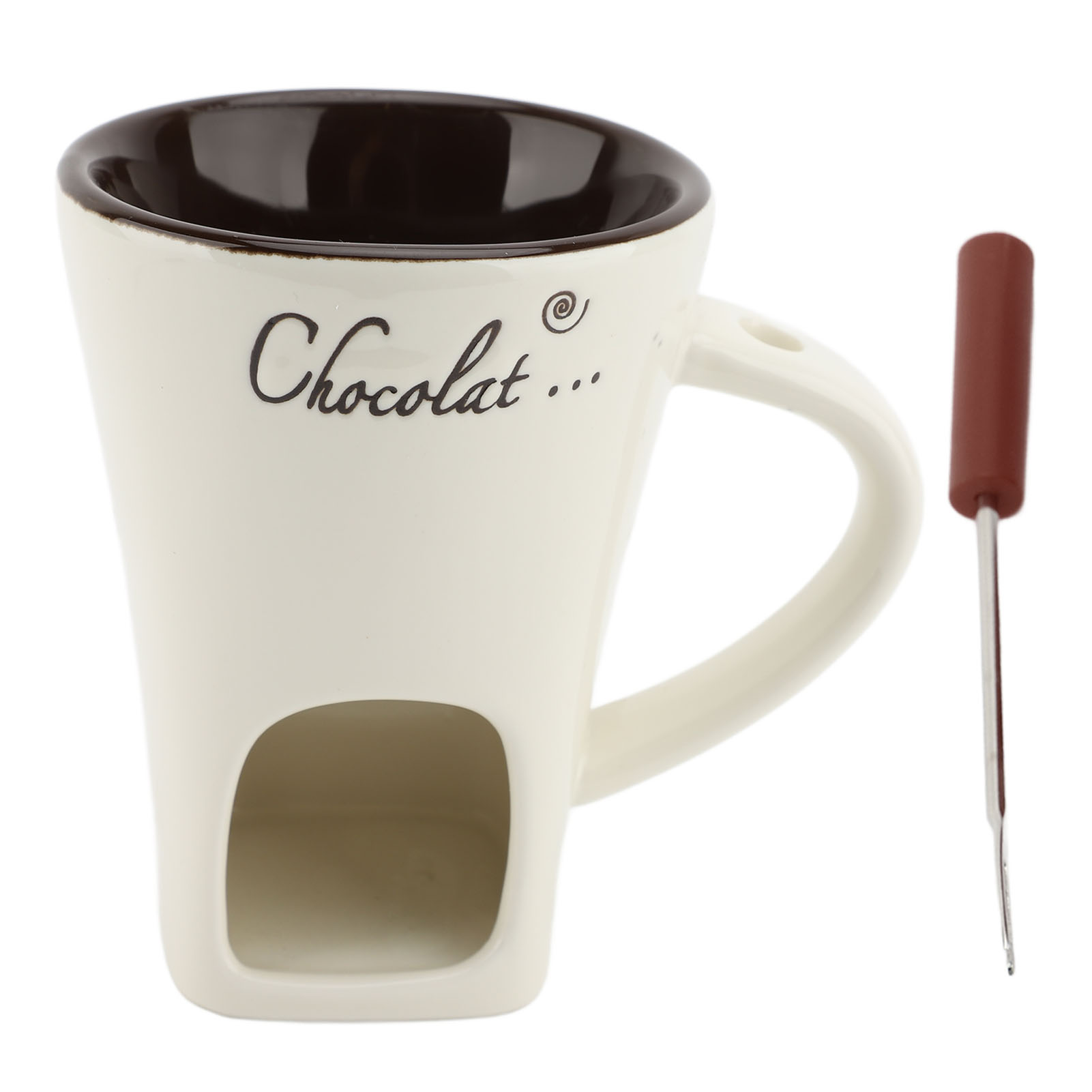 Tazza per fonduta Tazza per sciogliere il cioccolato in ceramica Scalda burro per sciogliere il cioccolato Pentola per sciogliere il cioccolato con forchetta per la cucina: BIANCO