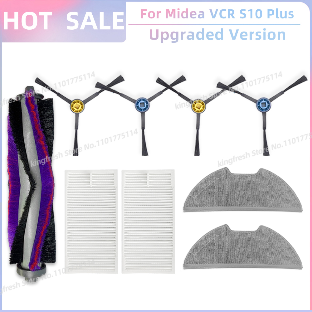 Passend Für Midea VCR S10 Plus BL Ersatzteile für Staubsauger Hauptbürste Seitenbürste Hepa-Filter Wischmopptuch Zubehör: Rosa