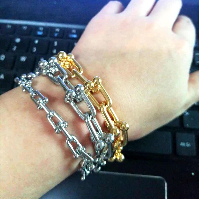 Populär japansk man kvinna manschett överarm armband fet affär rostfritt stål kedja armband high-end smycken