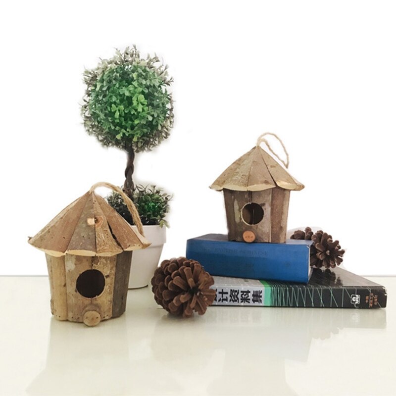 Outside Wooden Bird House Ventilation Hanging Bird Nest Shelter Habitat for Small Bird Chickadees Sparrows