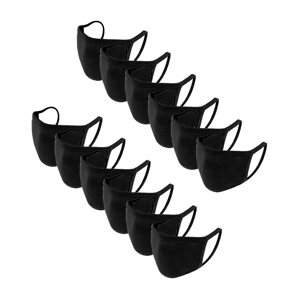 12PCS Máscaras PM2.5 Filter Face Cover Washable Mouth Masks With Breathing Activated Carbon Filter Insert Respirator Proof#4: BK