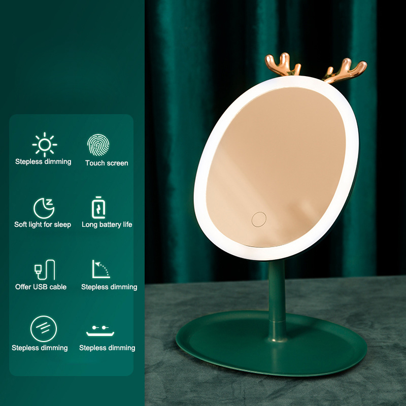 Mirror with light Led Cosmetic Light Makeup Vanity Cabinet Table Mirror Espejos Hand Round Decorative Mirrors Cute espelhos