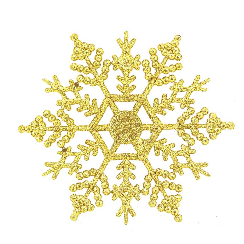 12 pièces/ensemble paillettes scintillantes flocon de neige ornements de noël guirlande de cintre d'arbre de noël faisant des décorations de noël: Yellow