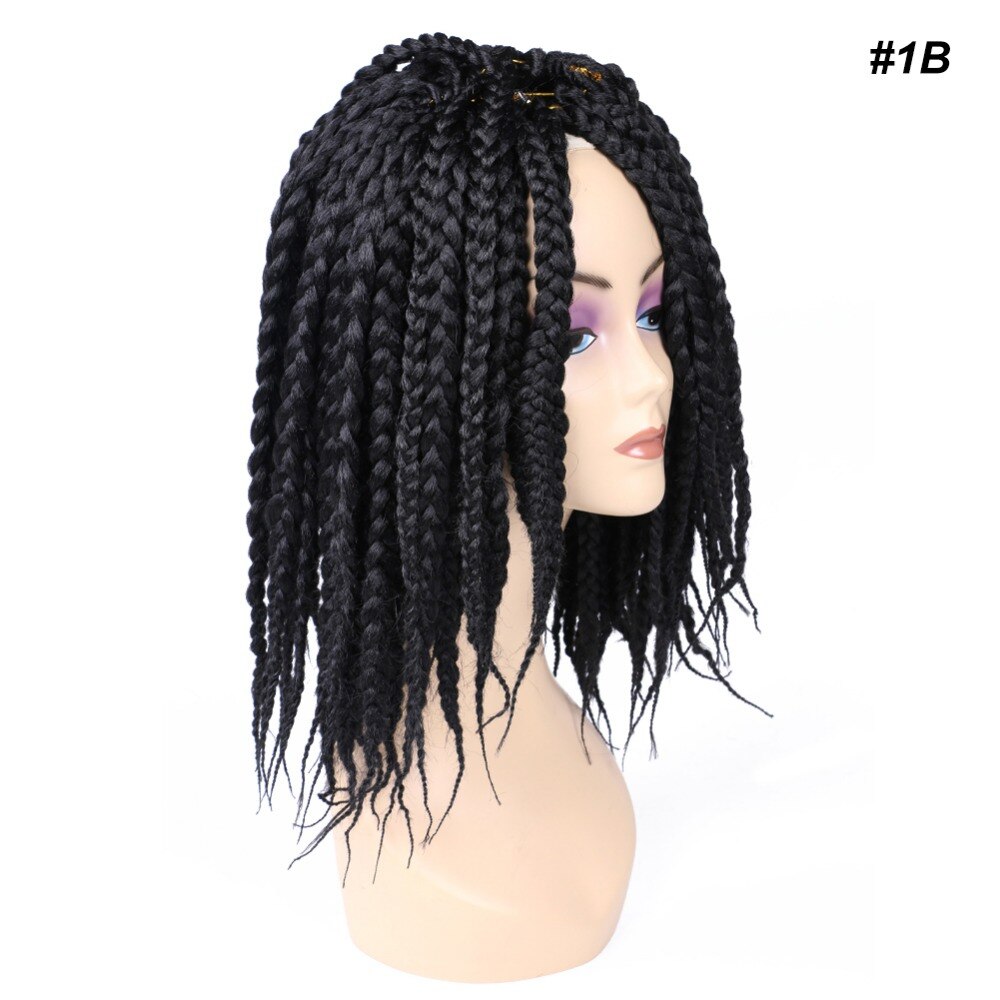 Africa Girl 12" 80g 12Root Kanekalon Crochet Box Braids Synthetic Hair Extensions Pure black bug brown hair for Women