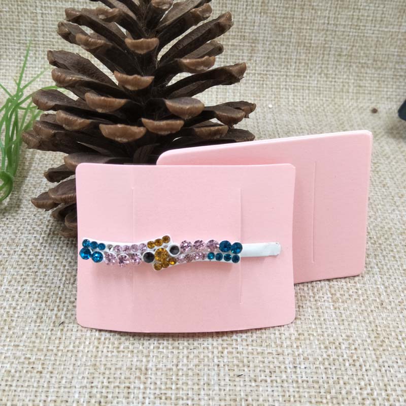 5*7 Cm Multi Kleur Diy Lege Haar Klauw/Barrette Producten Verpakking Kaart Papier Haar Clip Display Card 100 Stuks Per Lot: pink