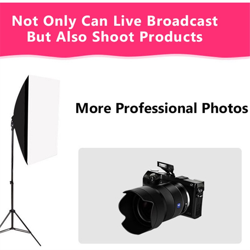 Fotografie Softbox Verlichting Kits 50X70Cm Professionele Continue Licht Systeem Soft Box Voor Beauty Photo Studio Apparatuur