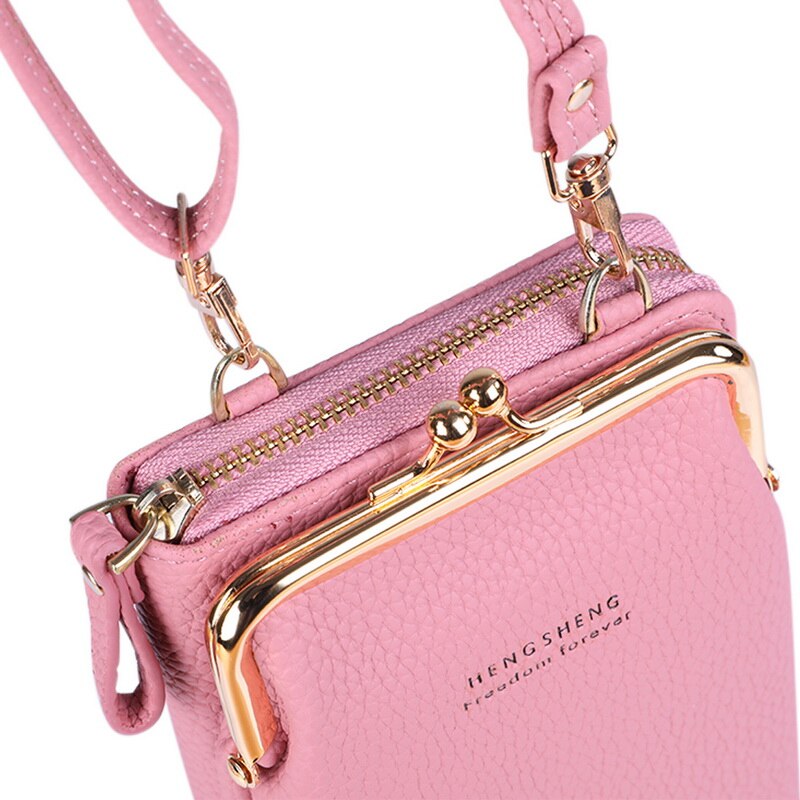 Brand Crossbody Bags Touch Screen Cell Phone Purse Bag Smartphone Wallet Metal Leather Shoulder Strap Handbag Women Bag
