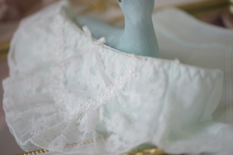 Culotte tanga en coton avec chaîne Unique en dentelle, 100% vraies photos, M L XL, mignonne princesse Kawaii, WP380: Green / L