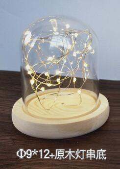 Diameter = 9cm glazen koepel houten basis met lichtgevende kronkelende decoratie voor thuis glazen koepel bruiloft decoratie: H12cm- draads houtblokbasis