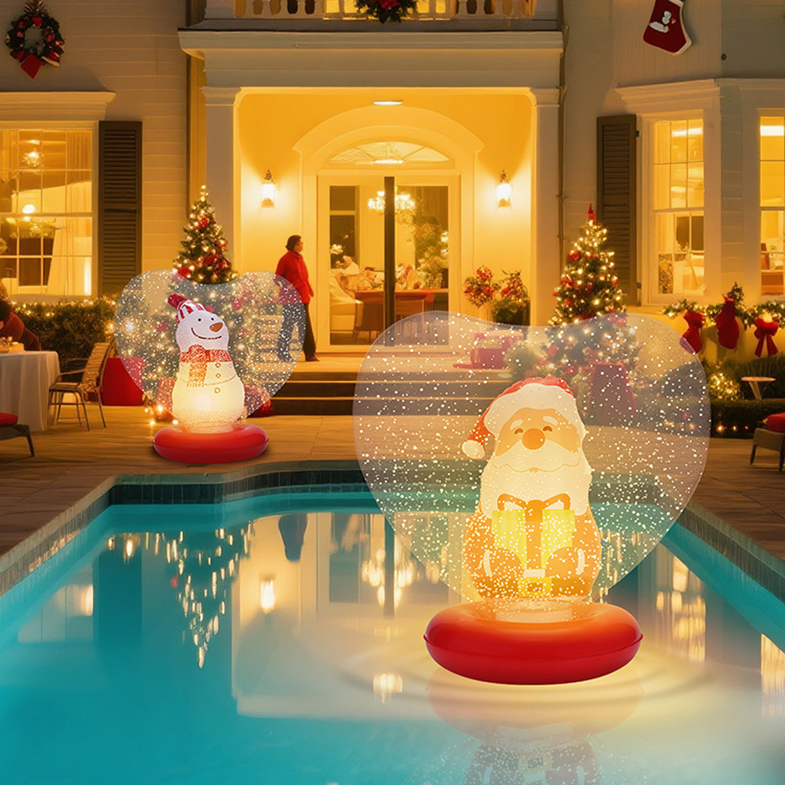 Oppblåsbare julekuler slitesterke pvc juleglødende baller jul utendørs hage basseng flytende julekule dekor: Fluorescensgul