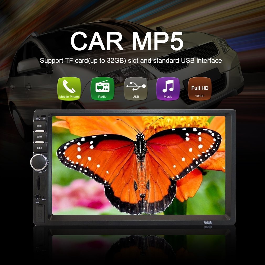 Reproductor Multimedia 7018B para coche, Radio FM de 7 pulgadas, reproductor MP5 estéreo, pantalla táctil, reproductor MP5, USB, FM