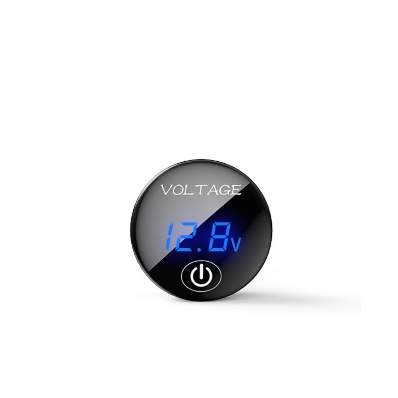 Dc 5v-48v ledet panel digital spændingsmåler batterikapacitet display voltmeter med touch on off switch motorcykel biltilbehør: Blå