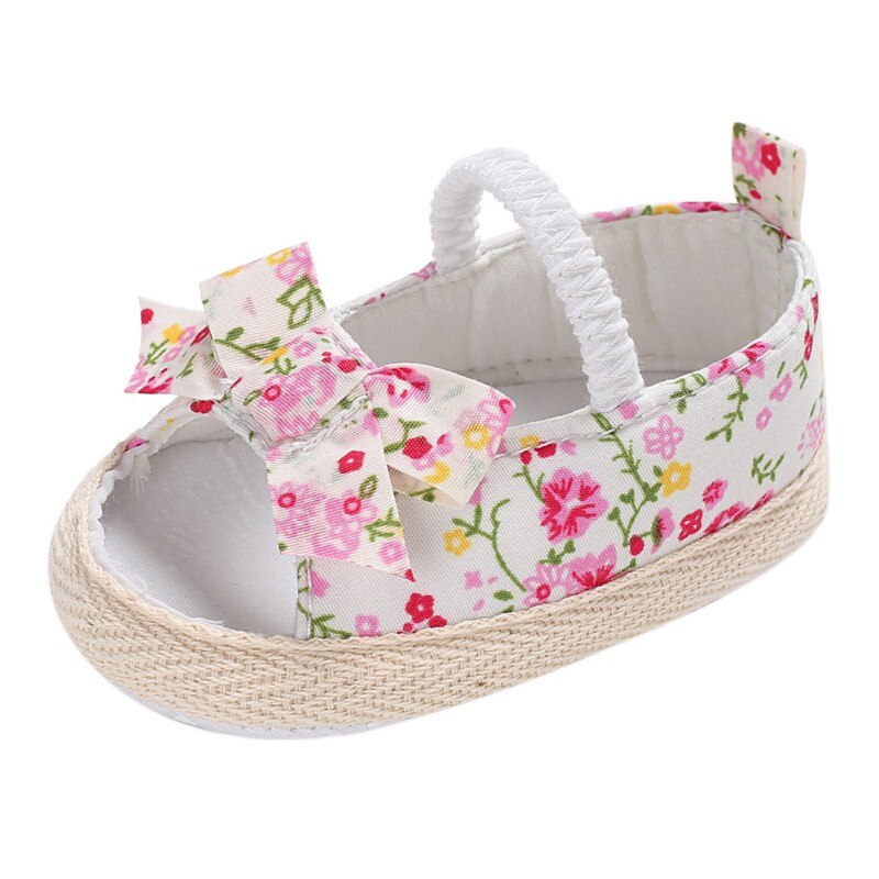 Sommer Baby Mädchen Sandalen Bogen Druck Baumwolle Komfort Weiche Turnschuhe Neugeborenen Sandalen