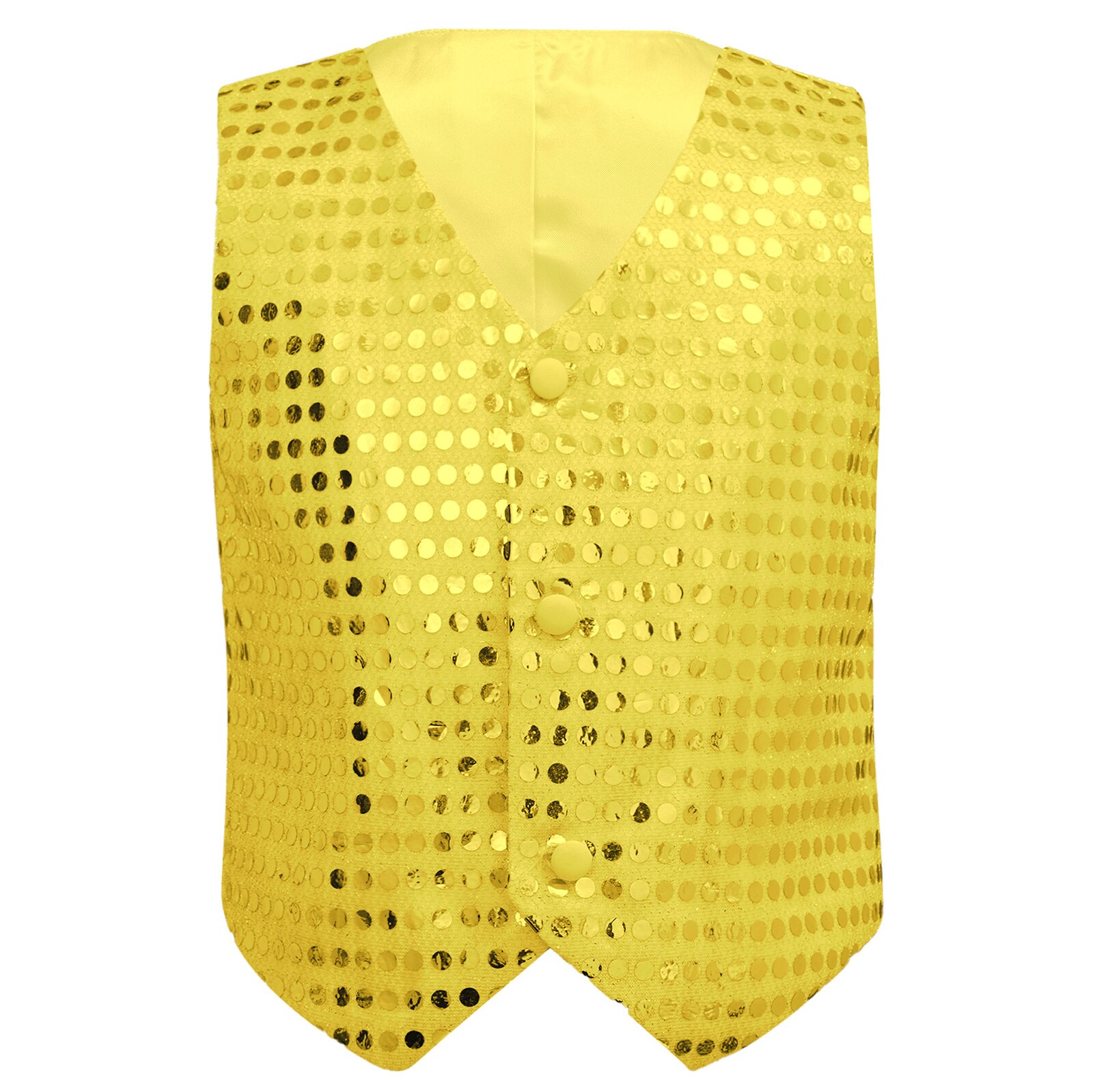 Gilet sans manches à paillettes pour enfants, 6-14, Costume de danse pour chorale, Jazz, Performance sur scène: Gold / 14