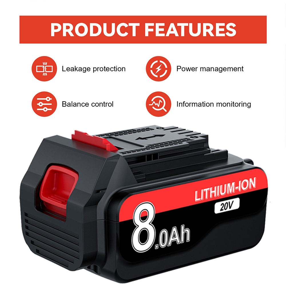 per Nero decker LBXR20 Batteria al litio 20V 8.0/3.0ah LBXR20 LB20 LBX20 LBXR2020 LB2X4020-OPE Utensili elettrici e caricabatteria