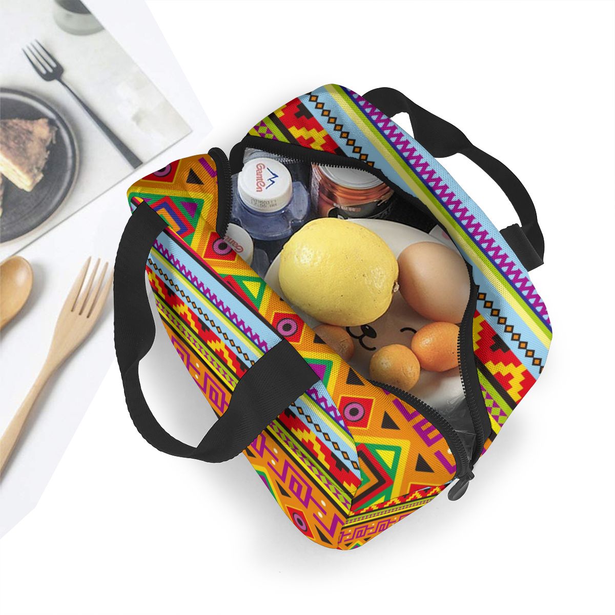 Portable Lunch Bag Mexican Pattern Thermal Insulated Lunch Box Tote Cooler Bag Bento Pouch Lunch Container Food Storage Bag