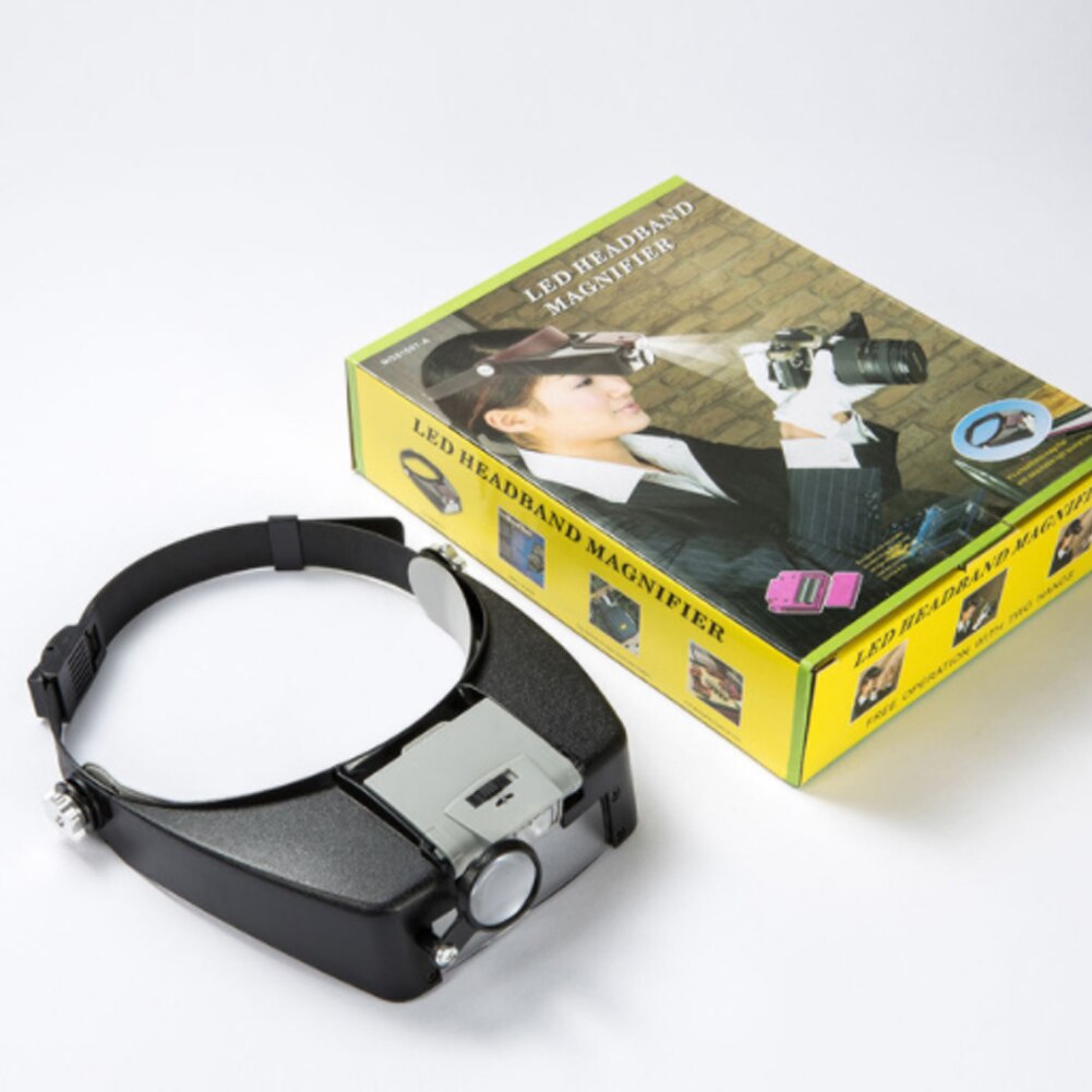 Lupa de microscopio con luz LED, lente de aumento de 1,5x 3X 6,5x 8X para casco, diadema de cristal, gafas de aumento para costura DIY o uso de reparación