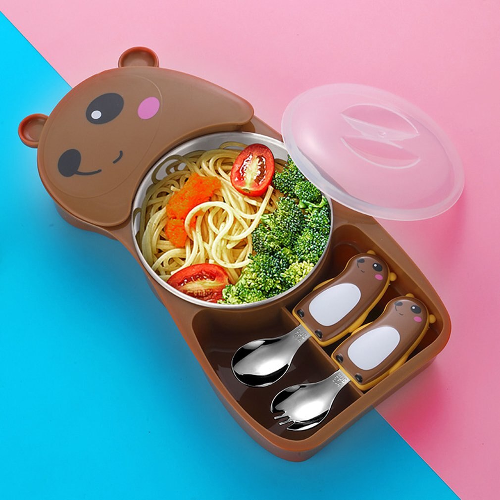 bébé imprimer dessin animé motif dîner assiette divisée enfants alimentation plaque Portable enfant alimentation plaque bébé dîner assiette