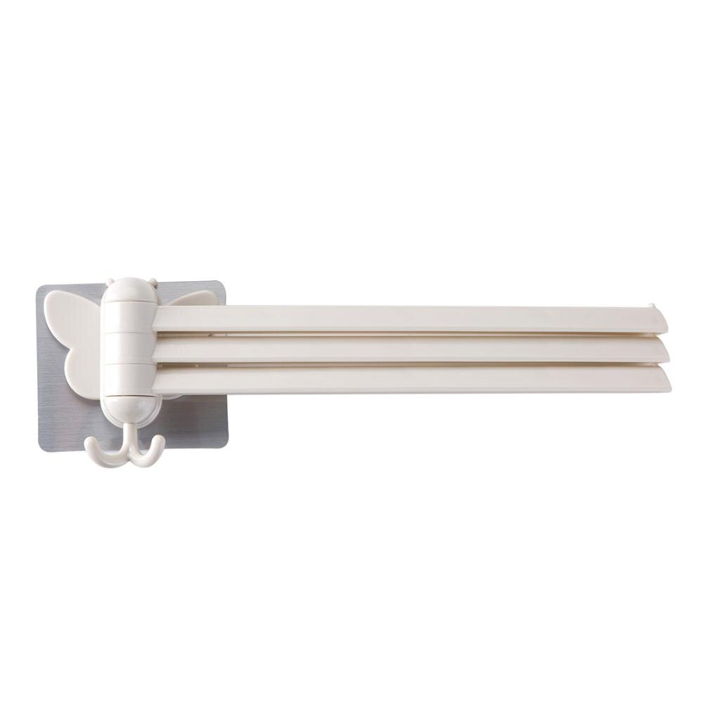 Plastic Bathroom Towel Holder 3 Swivel Towel Rail Hanger badkamer Shelf Rotate Towel Hat Rack Handdoek Houder: White