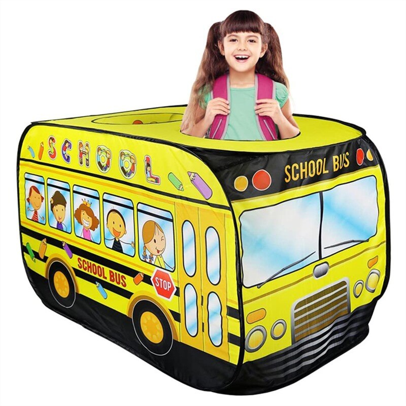 Tente de jeu pour enfants, tente de pompier, jeu de Police, camion de feu et voiture de Police, maison de jeu pour enfants, cabane à jouets pliable facile: school bus